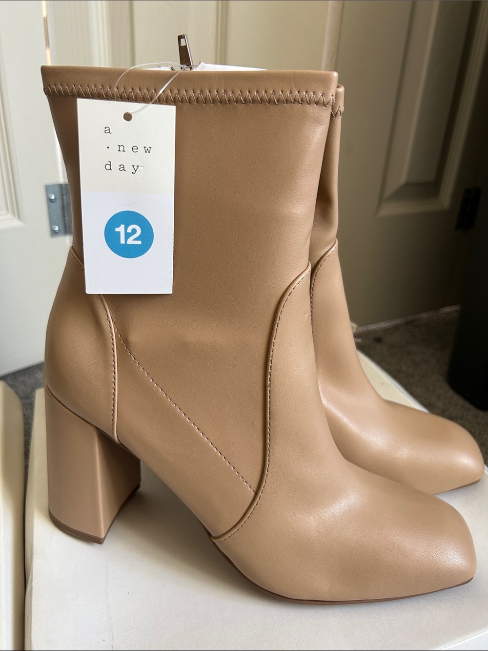 a new day Taupe Block Heel Ankle Boots